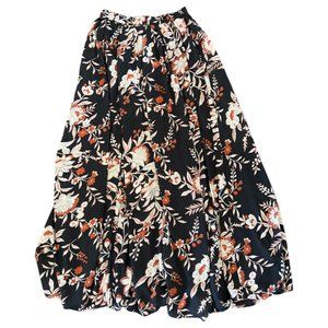 Abercrombie & Fitch Black Floral Maxi Skirt w/Slit - Size M